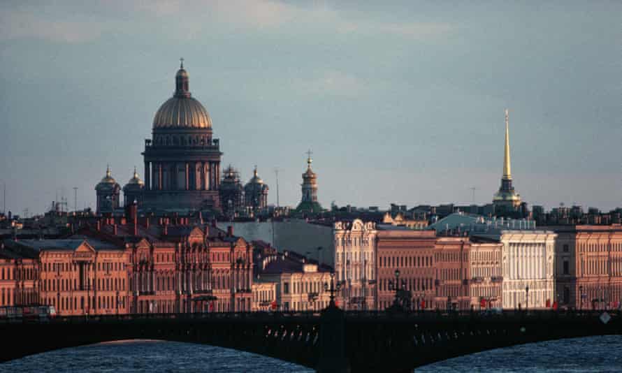 The Troitsky Bridge across the Neva River in St Petersburg