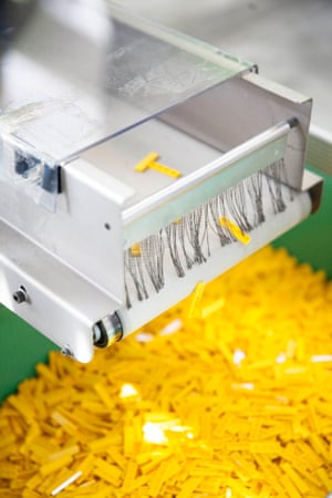 Yellow bricks are produced by moulding machines