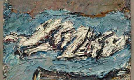 A detail from E.O.W On Her Blue Eiderdown II by Frank Auerbach