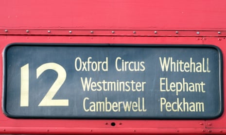 Destination board on a number 12 London Bus.