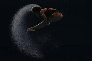 Jennifer Abel of Canada dives during the women's 3m springboard final at the Commonwealth Games
