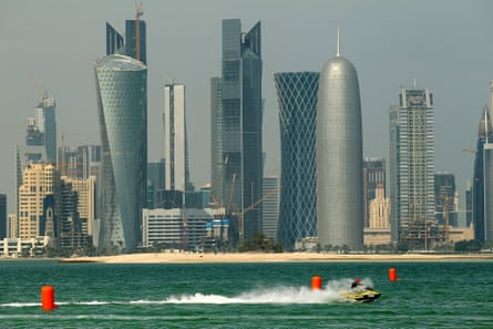 A jet ski race in Doha, Qatar.