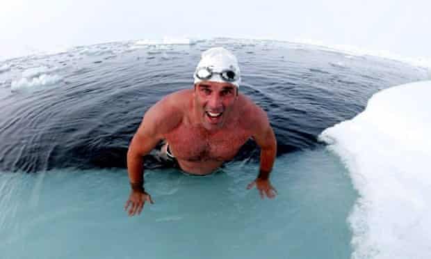 British explorer and endurance swimmer, Lewis Gordon Pugh successfully completes the challenge of being the first man to swim in the waters of the North Pole, in 2007
