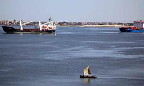 The Suez canal near Ismailia, Egypt