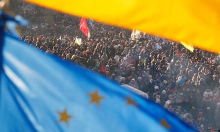 Pro-European protesters at Maidan square in Ukraine.