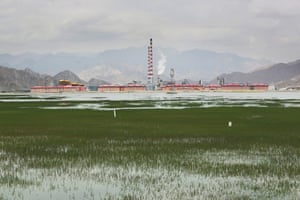 22 June 2014 - Qinghai - Panoramic view of the coal chemical plant owned by the Kingho in Wulan County, surrounded by wetlands.