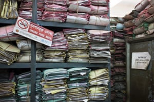 Files in the City Corporation Office, Dhaka, Bangladesh. By tracking cases Namati and Council on Minorities already has better data than the Government on when and where Urdu-speakers suffer discrimination and delays in receiving citizenship documents.