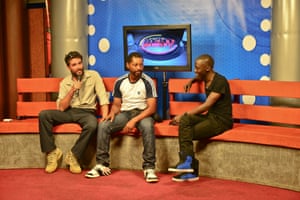 Lev being interviewed on a national Ugandan TV channel in Kampala.