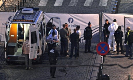 Police at the site of a shooting at the Jewish Museum in Brussels
