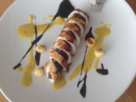 Squid stuffed with black pudding at Wharf Rd restaurant.
