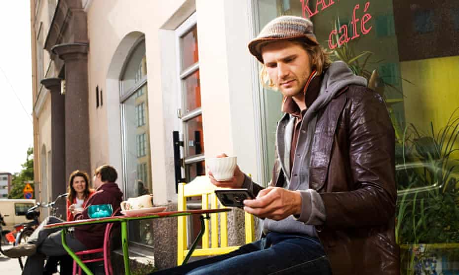 man in coffee shop in Helsinki