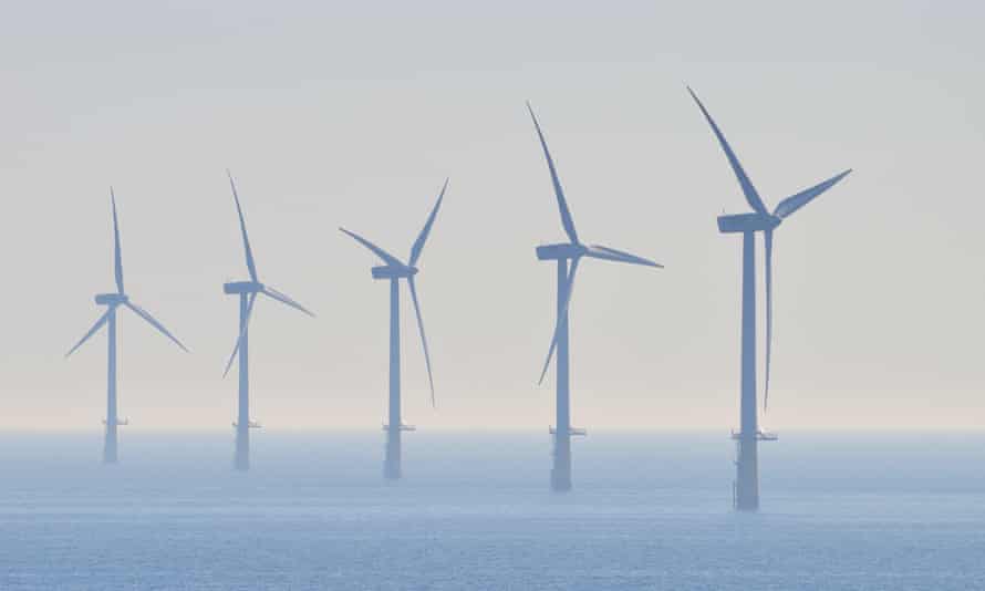 Offshore windmills in the North Sea.