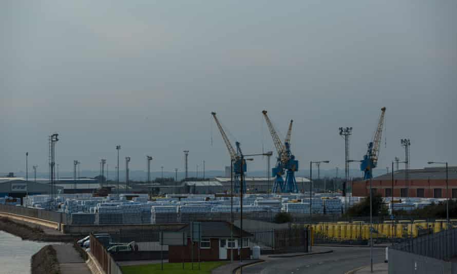 Containers and cranes in the Hull docks.