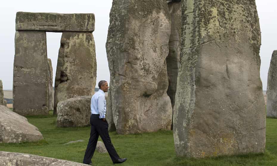 US president Barack Obama tours Stonehenge