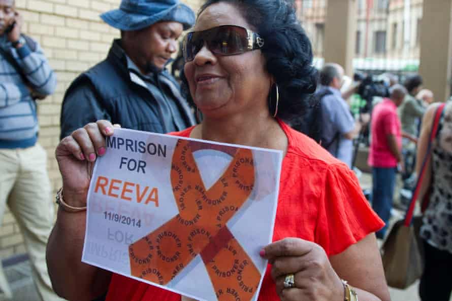 A supporter of Reeva Steenkamp outside the high court on Thursday.