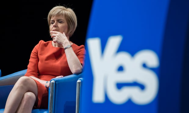 Scotland's Deputy First Minister Nicola Sturgeon MSP, listening to questions at a press conference