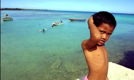 Boy in a Funafuti lagoon