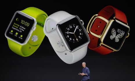 Tim Cook, chief executive officer of Apple Inc., unveils the Apple Watch