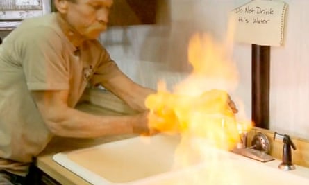 A still from the documentary Gasland, which showed natural gas levels in water that meant tap water could be set on fire. Photograph: Gasland