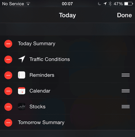 iOS 8 Today panel can be edited and reordered