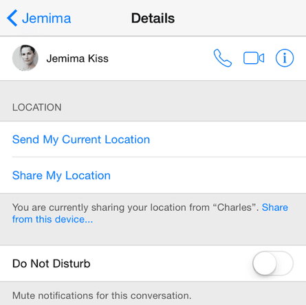iOS 8 lets you share location in Messages