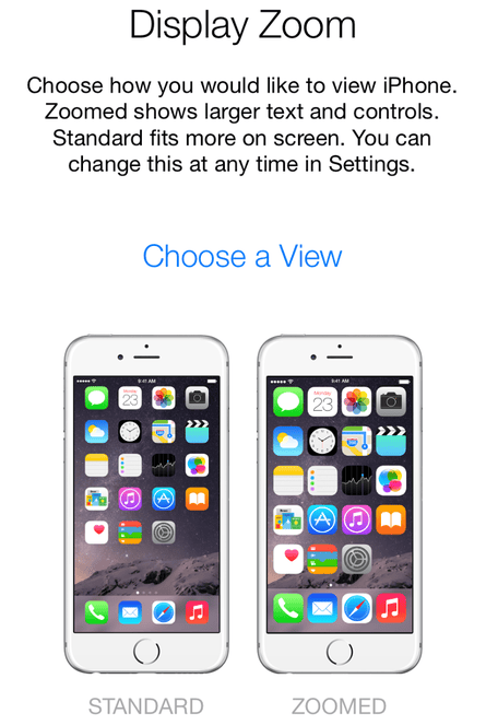 iPhone 6 Plus: zoom display enlarges icons