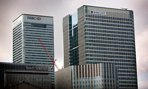 The offices of Barclays and HSBC in Canary Wharf, London