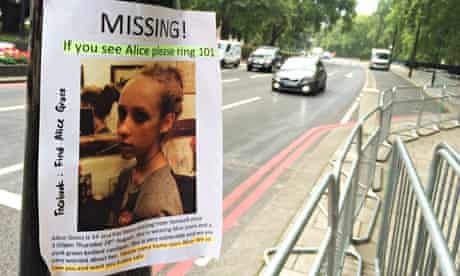 A missing person flyer seeking information on Alice Gross