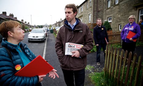 Will Straw campaigning for the forthcoming local council elections in Rossendale and Darwen
