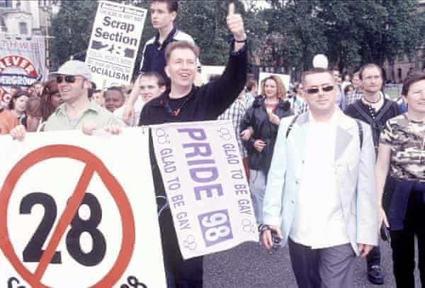 On the march: with Graham Norton and Tom Robinson.