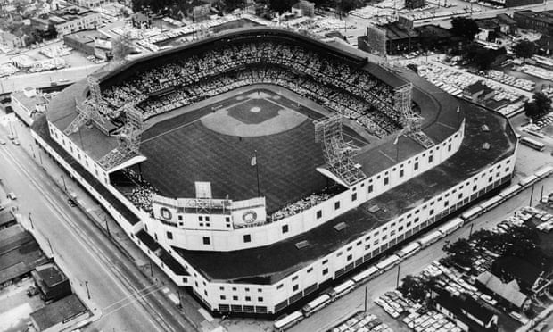 Aerial view of Detroit's Tiger Stadium, where the third fifth games of the 1968 World Series took place.