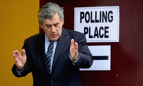 Former Labour prime minister Gordon Brown at a polling station at North Queensferry community centre in Fife.