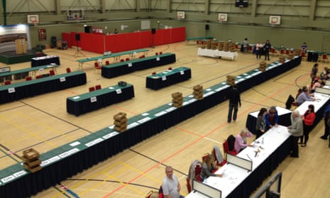 Expectant counters wait in Dundee for ballot boxes to arrive.