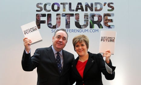 Alex Salmond and Nicola Sturgeon at the launch of the Scottish government's independence white paper.