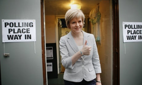Deputy first Minister Nicola Sturgeon at the Polling station after casting her vote in the Indpendent Referedum.