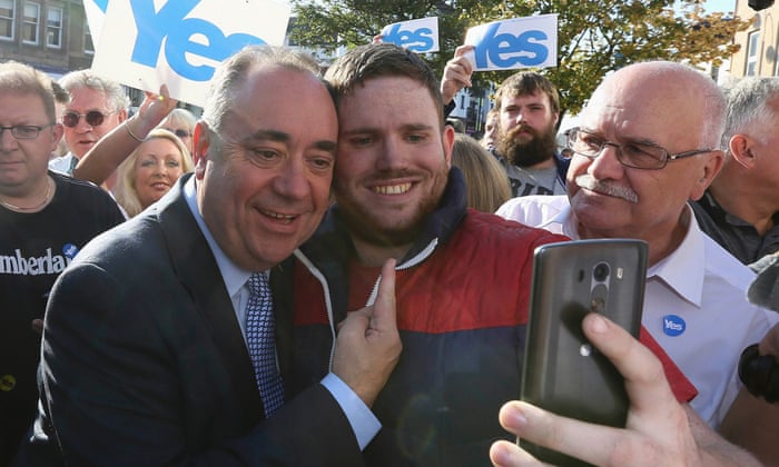 Alex Salmond on the campaign trail in Largs, Ayrshire.