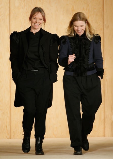 Katie Hillier and Luella Bartley on the catwalk at the end of their first Marc by Marc Jacobs show.