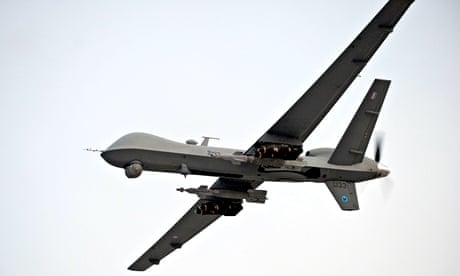 An RAF Reaper airborne over Afghanistan during Operation Herrick. The unmanned drones are controlled
