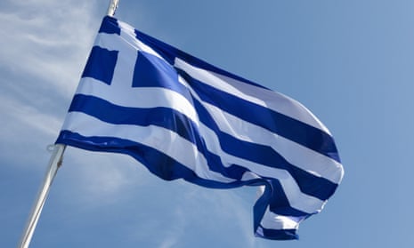 Greek flag in wind