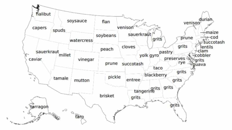 The most-tweeted food words across the US.