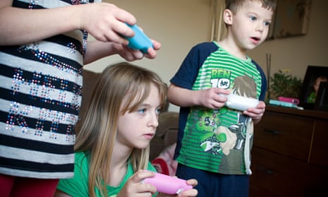 Children playing on Nintendo wii,wii, game, computer, games, children, child, childhood