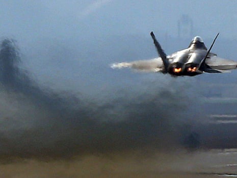 A US Air Force F-22 Raptor stealth fighter jet.