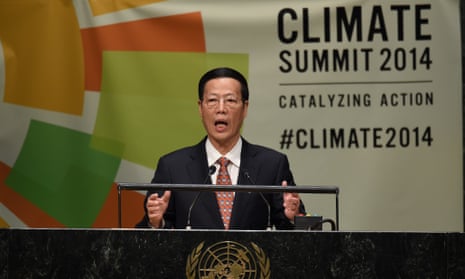Chinese Vice Premier Zhang Gaoli  speaks during the Opening Session of the Climate Change Summit at the United Nations in New York.