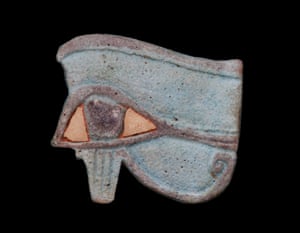 Wedjat eye Amulet made of faience pottery, Egypt, 817-725 BC.