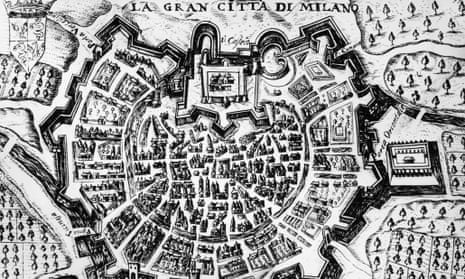 A 17th century engraving of the city of Milan.
