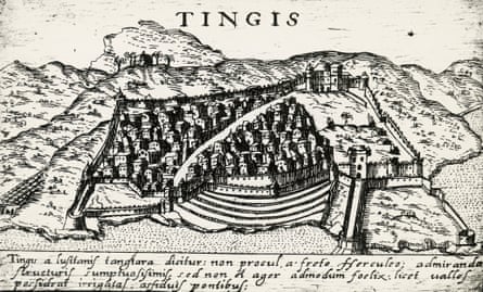 A 16th century engraving showing Tangier in Morocco.