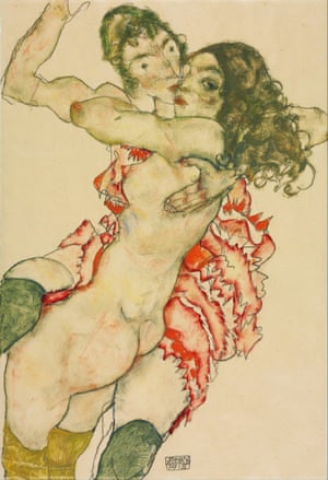 Egon Schiele Two Women Embracing