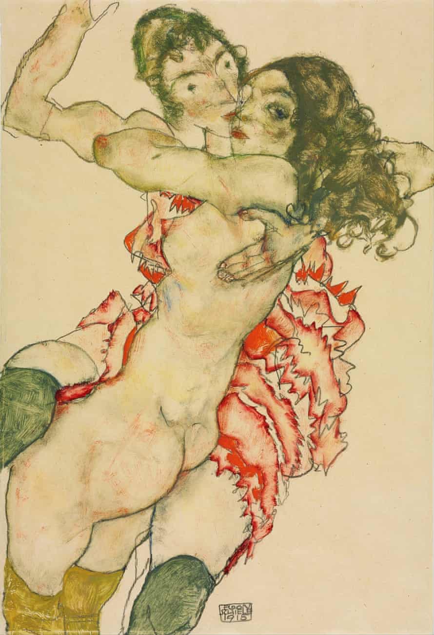 Egon Schiele Two Women Embracing
