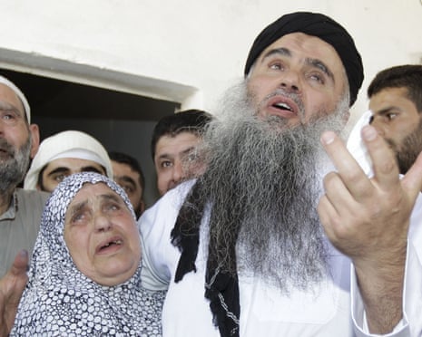 Radical Muslim cleric Abu Qatada hugs his mother after his release from a prison near Amman in Jordan.