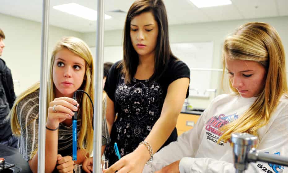 High school students in a biology class in South Carolina.